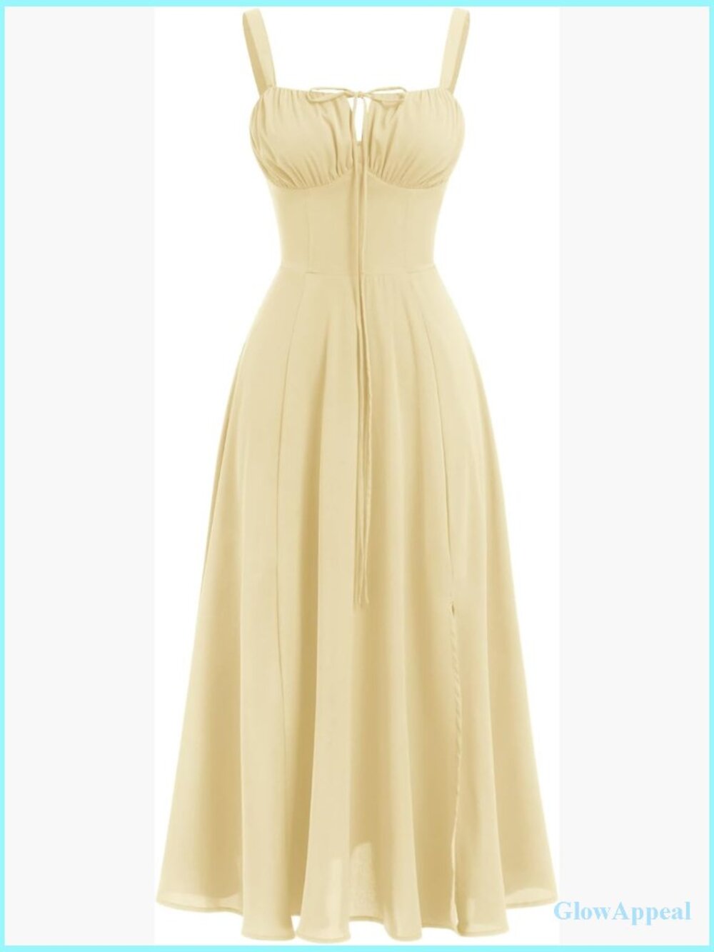 Floral Corset Midi Dress with Lace Up Back and Side Slit
